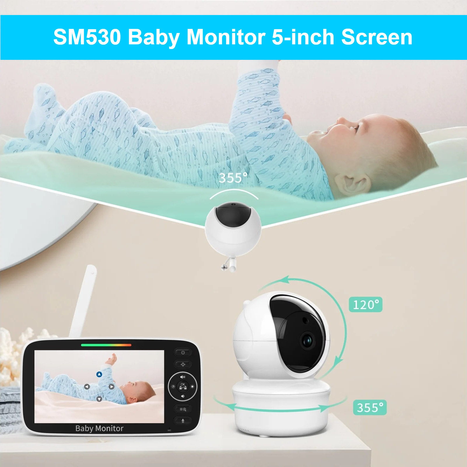 Baby Nursery Temperature - Baby Monitor with 5-inch LCD Screen,720P