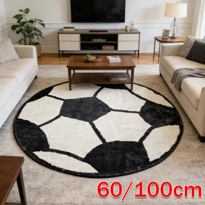 Soft Rug Nursery - VIKAMA Kids Soccer Pattern Round Rug