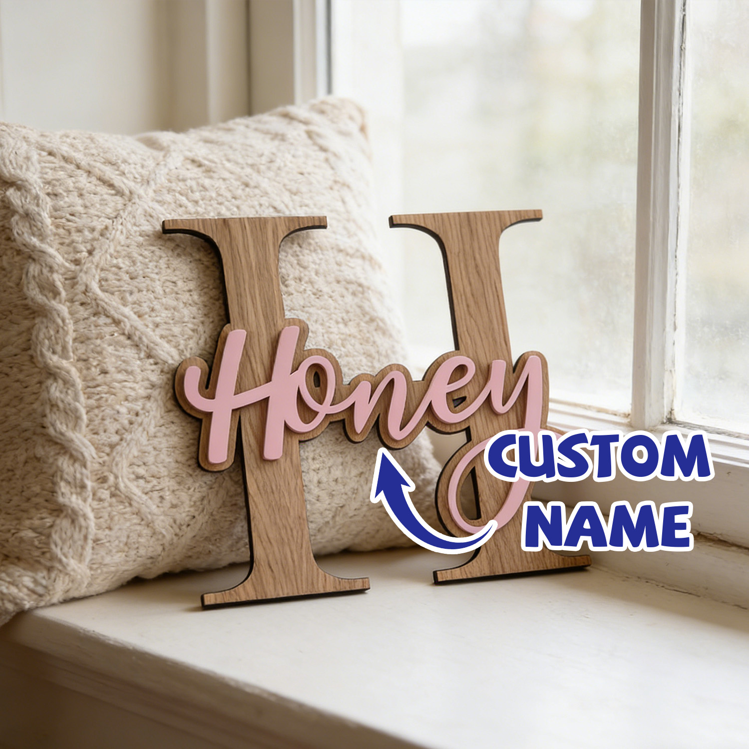 Baby Nursery Office - 1Pc Custom Pink Alphabet Name Wooden