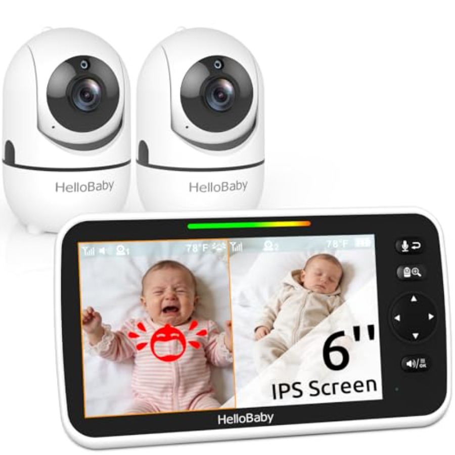 Baby Monitor Split Screen - HelloBaby Baby Monitor with 2 Cameras