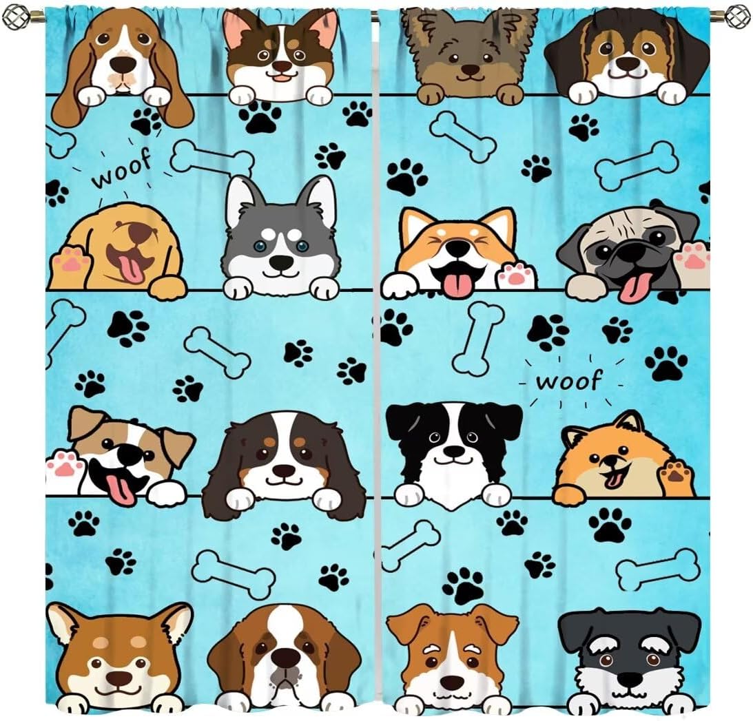 Baby Nursery Office - Cute Dog Curtains for Kids Girls