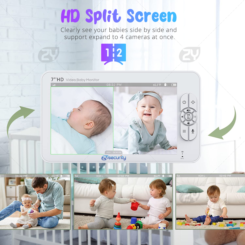 7.0 inch Video Baby Monitor HD - Baby Monitor Split Screen ulasan dan harga