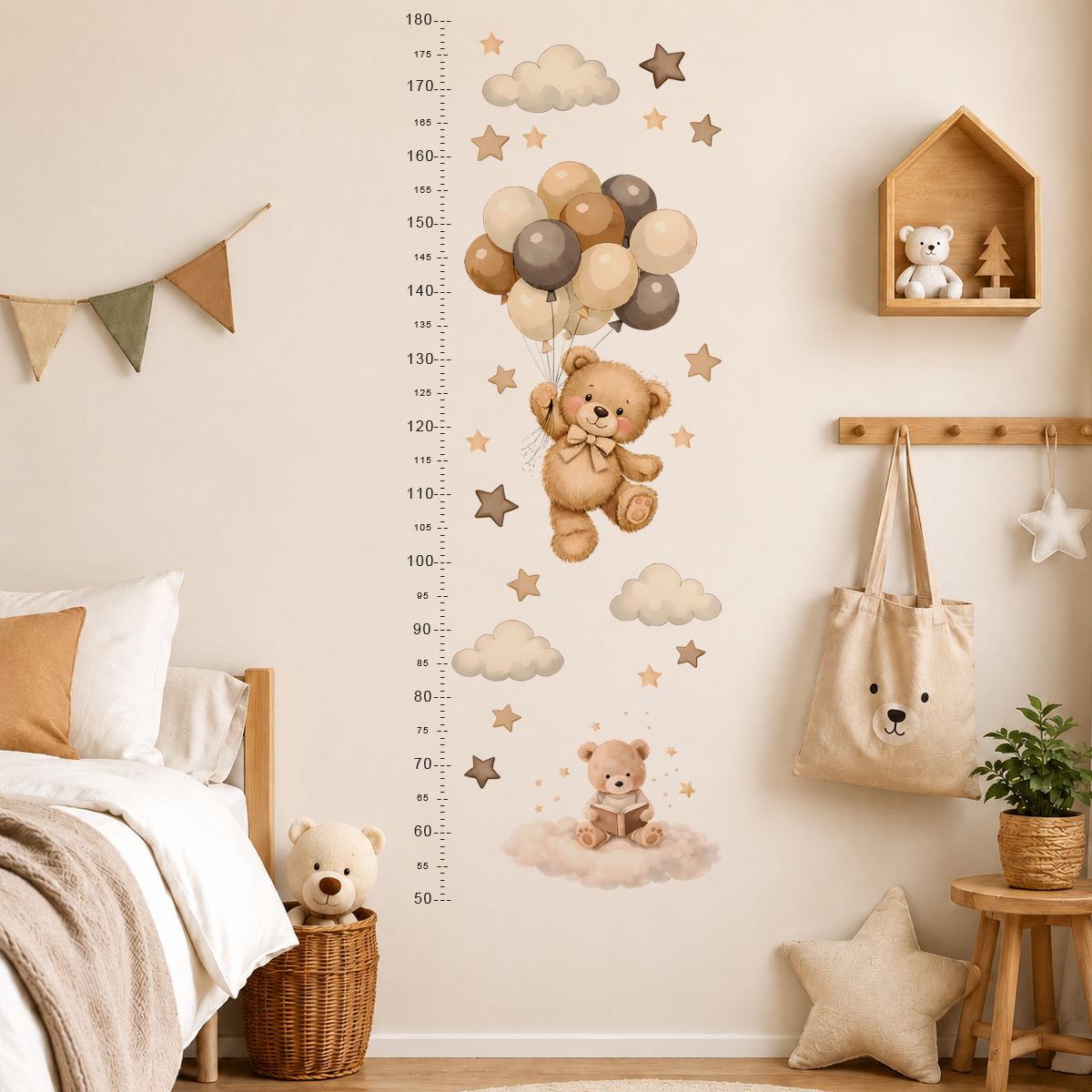 Bohemia Cute Bear Height Chart - Baby Nursery Artwork ulasan dan harga