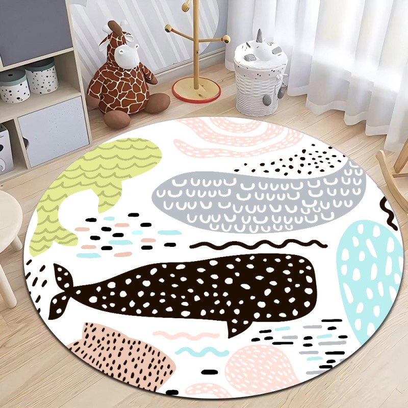 Cute Dinosaur Cartoon Round Ru - Soft Rug Nursery ulasan dan harga