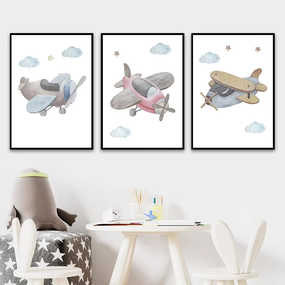 Cartoon Blue Helicopter Plane  - Baby Nursery Mirror ulasan dan harga