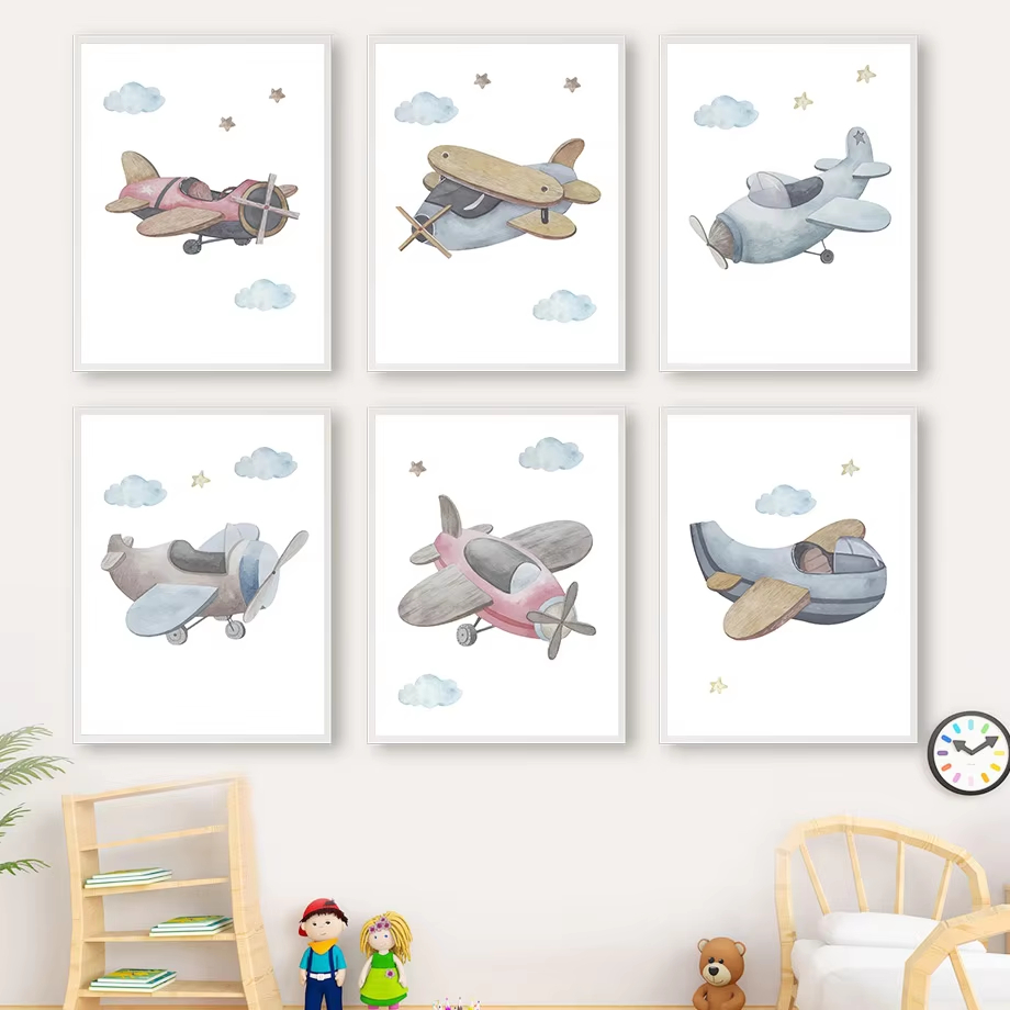 Cartoon Blue Helicopter Plane  - Baby Nursery Mirror ulasan dan harga
