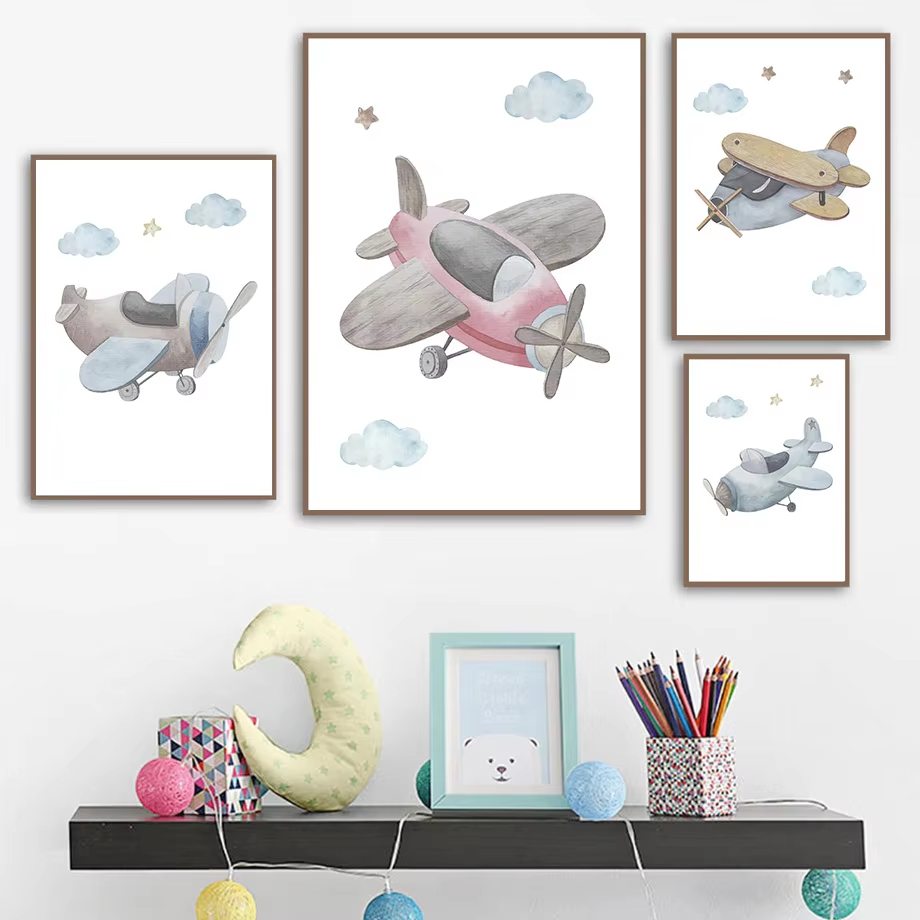 Cartoon Blue Helicopter Plane  - Baby Nursery Mirror ulasan dan harga
