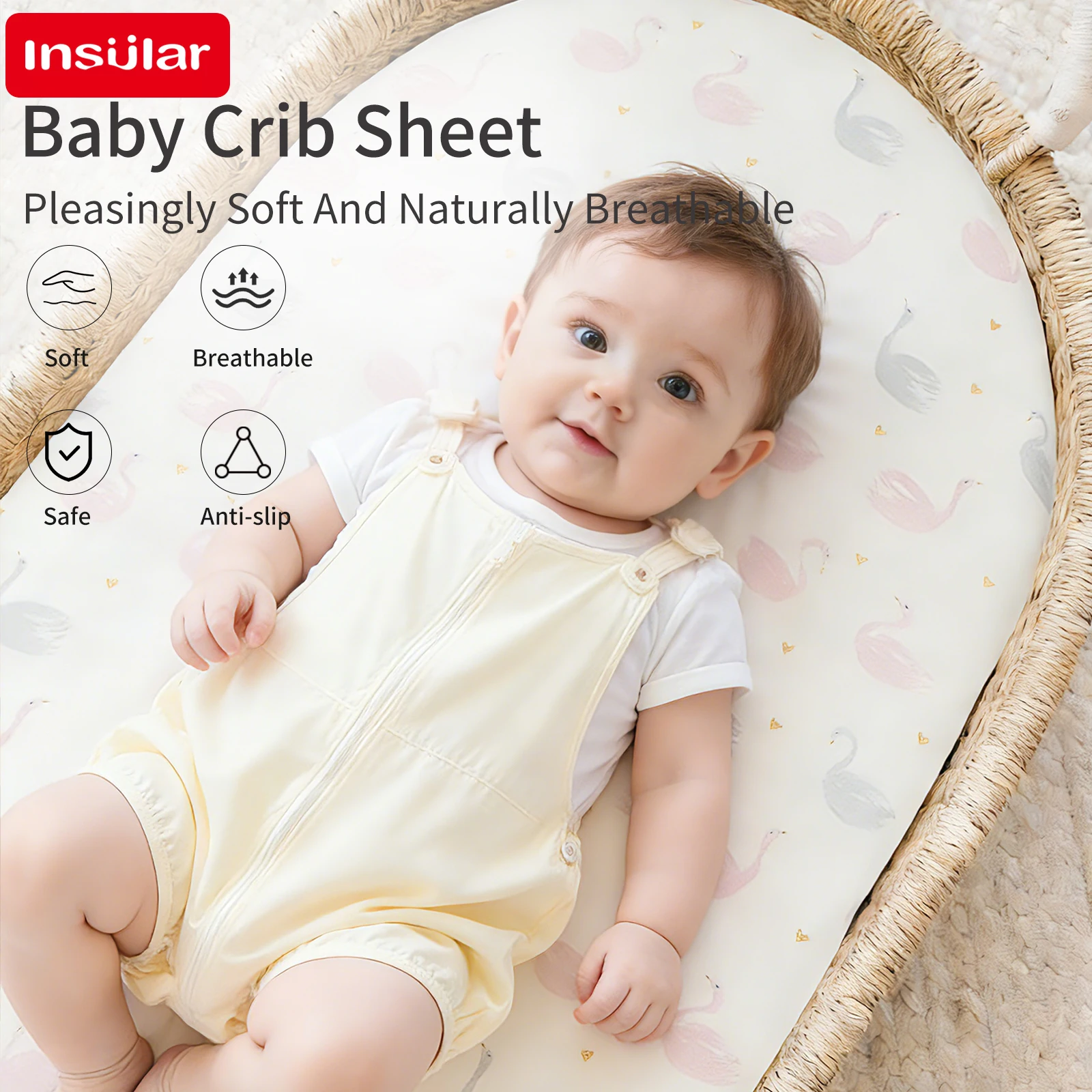 INSULAR 1PCS Polyester Fitted  - Convertible Crib Set ulasan dan harga