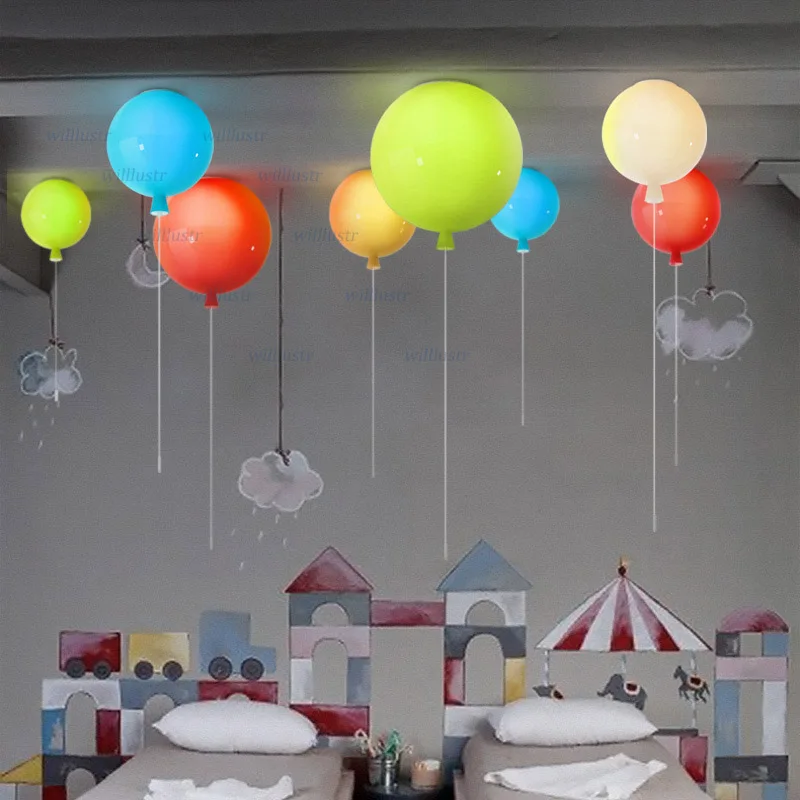 Colorful Glass Balloon Ceiling - Baby Nursery Ceiling Light ulasan dan harga