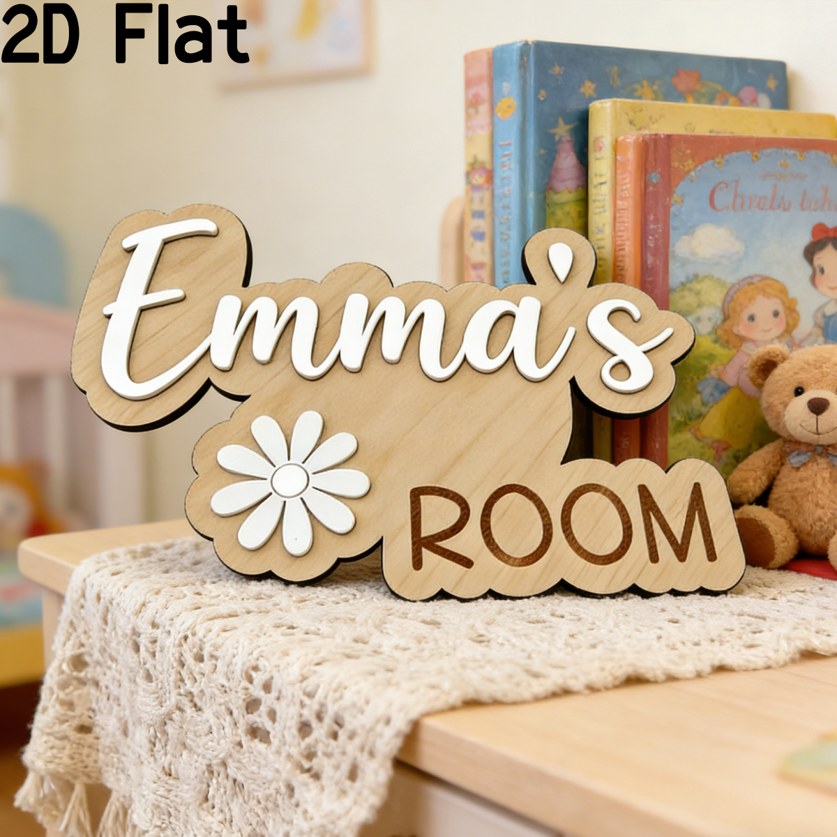 1Pc Custom Flower Wooden Acryl - Baby Nursery Office ulasan dan harga