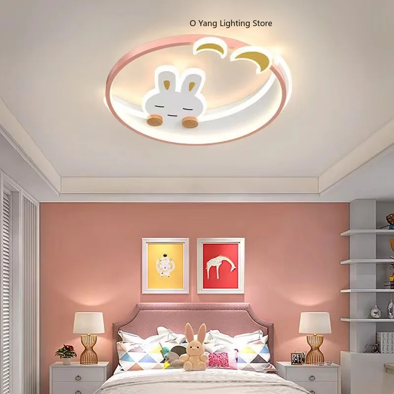Cartoon Pink Rabbit Moon Chand - Baby Nursery Ceiling Light ulasan dan harga