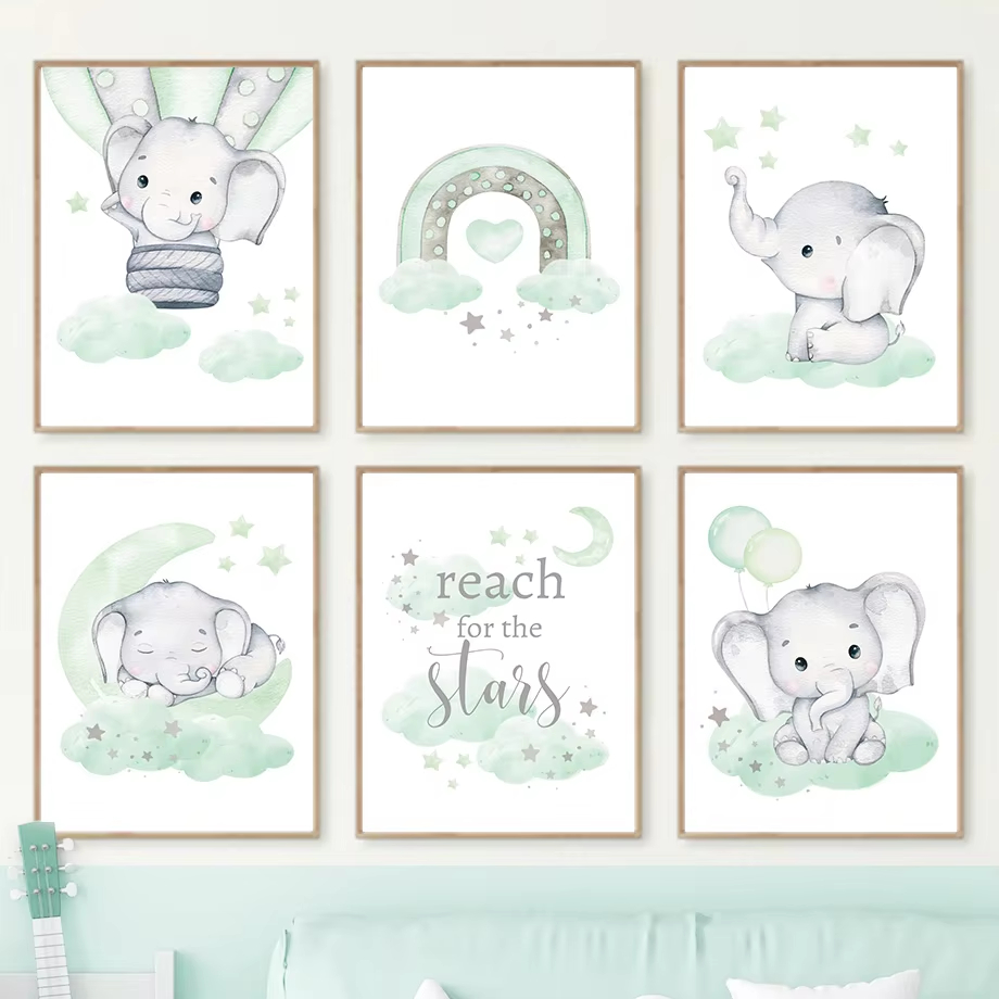 Elephant Balloon Rainbow Moon  - Baby Nursery Mirror ulasan dan harga