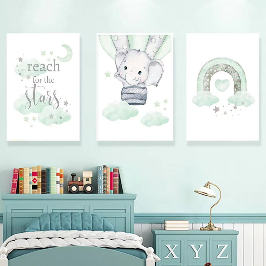 Elephant Balloon Rainbow Moon  - Baby Nursery Mirror ulasan dan harga