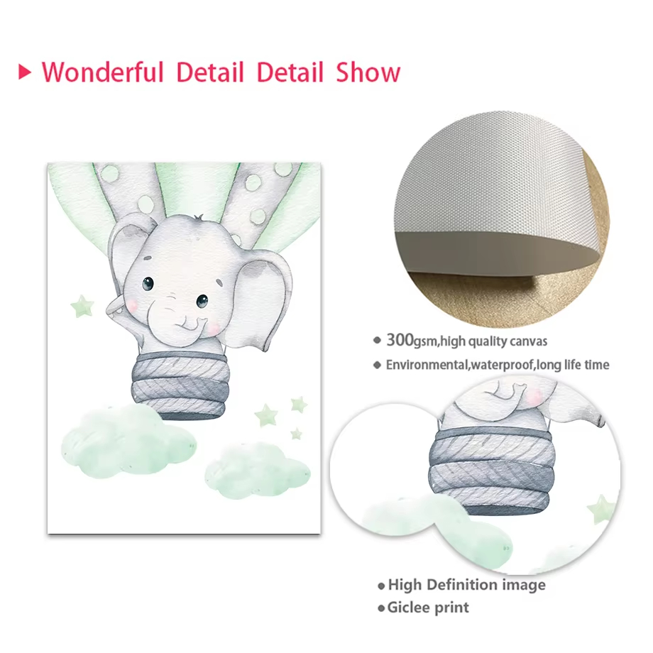 Elephant Balloon Rainbow Moon  - Baby Nursery Mirror ulasan dan harga