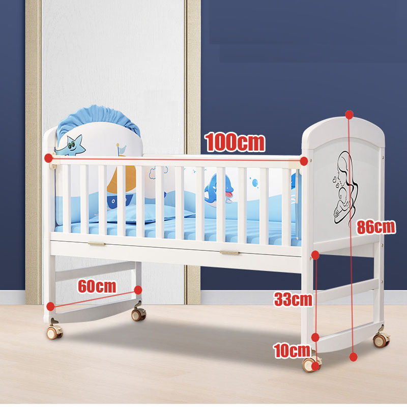 1M White Wood Baby Crib With M - Baby Nursery Sale ulasan dan harga