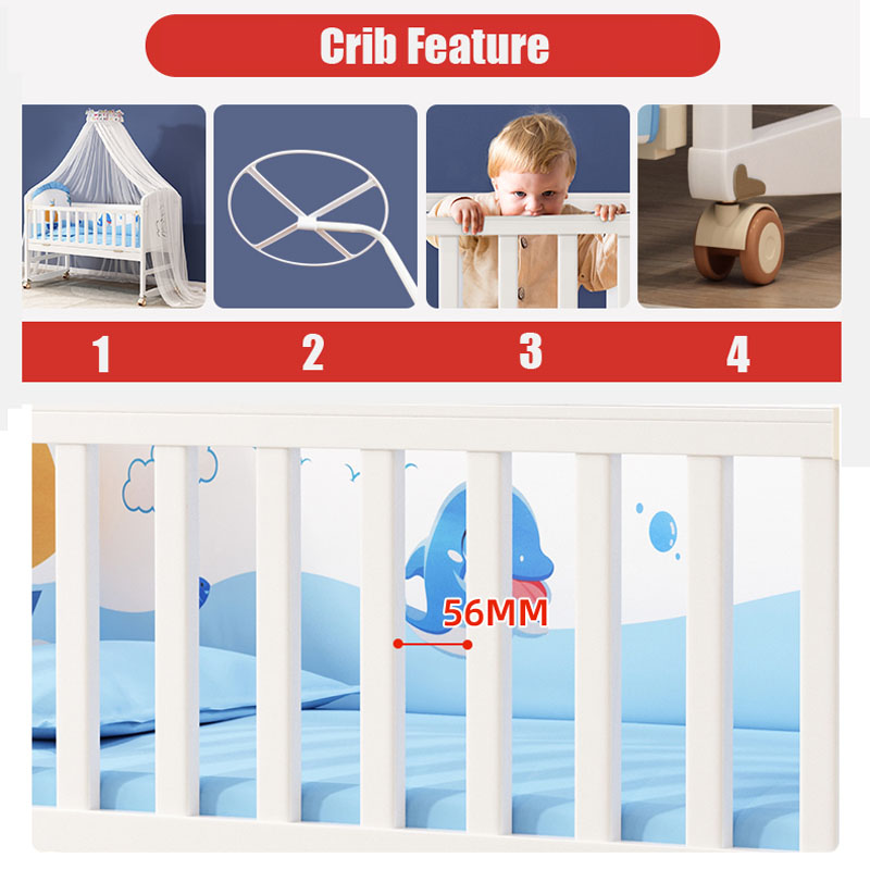1M White Wood Baby Crib With M - Baby Nursery Sale ulasan dan harga