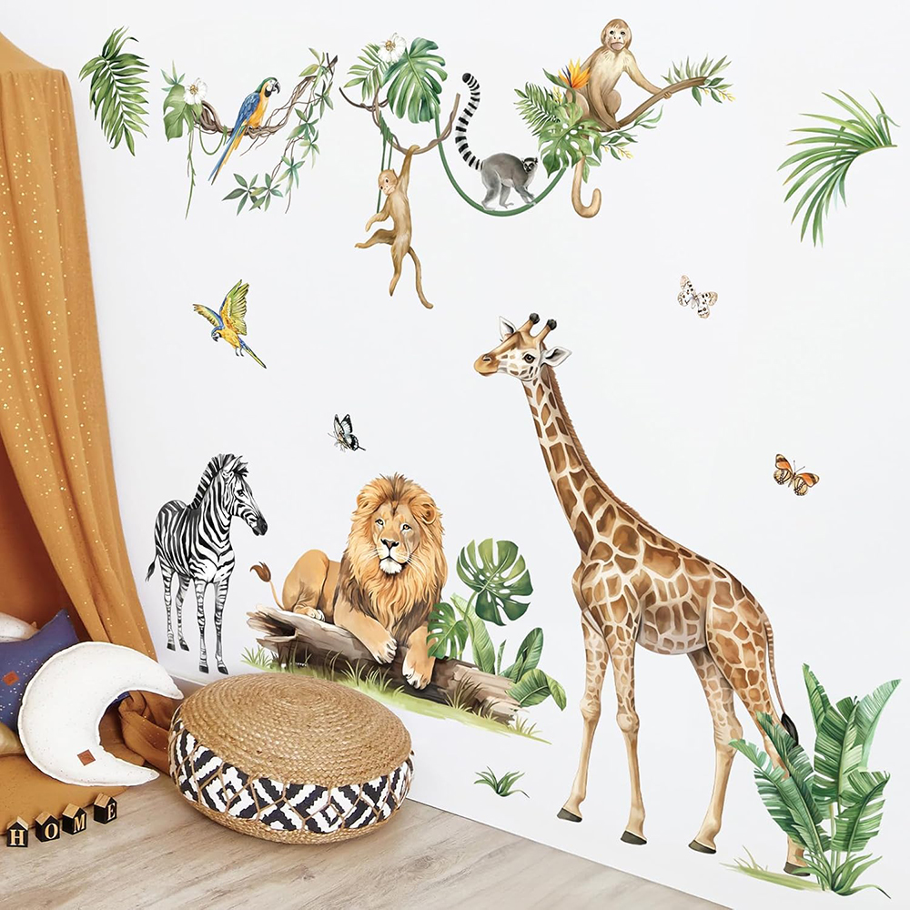 Large Jungle Animal Tropical L - Baby Nursery Artwork ulasan dan harga