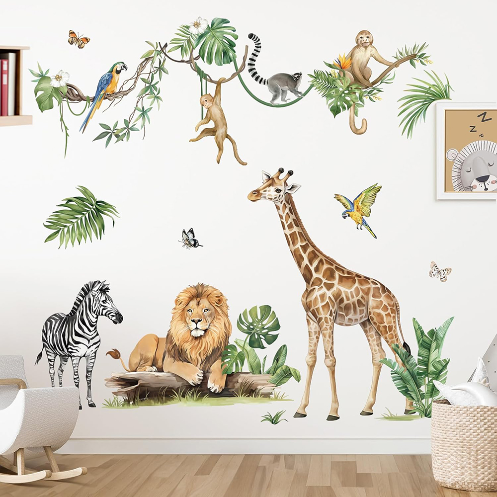 Large Jungle Animal Tropical L - Baby Nursery Artwork ulasan dan harga