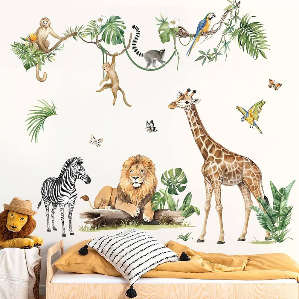 Large Jungle Animal Tropical L - Baby Nursery Artwork ulasan dan harga