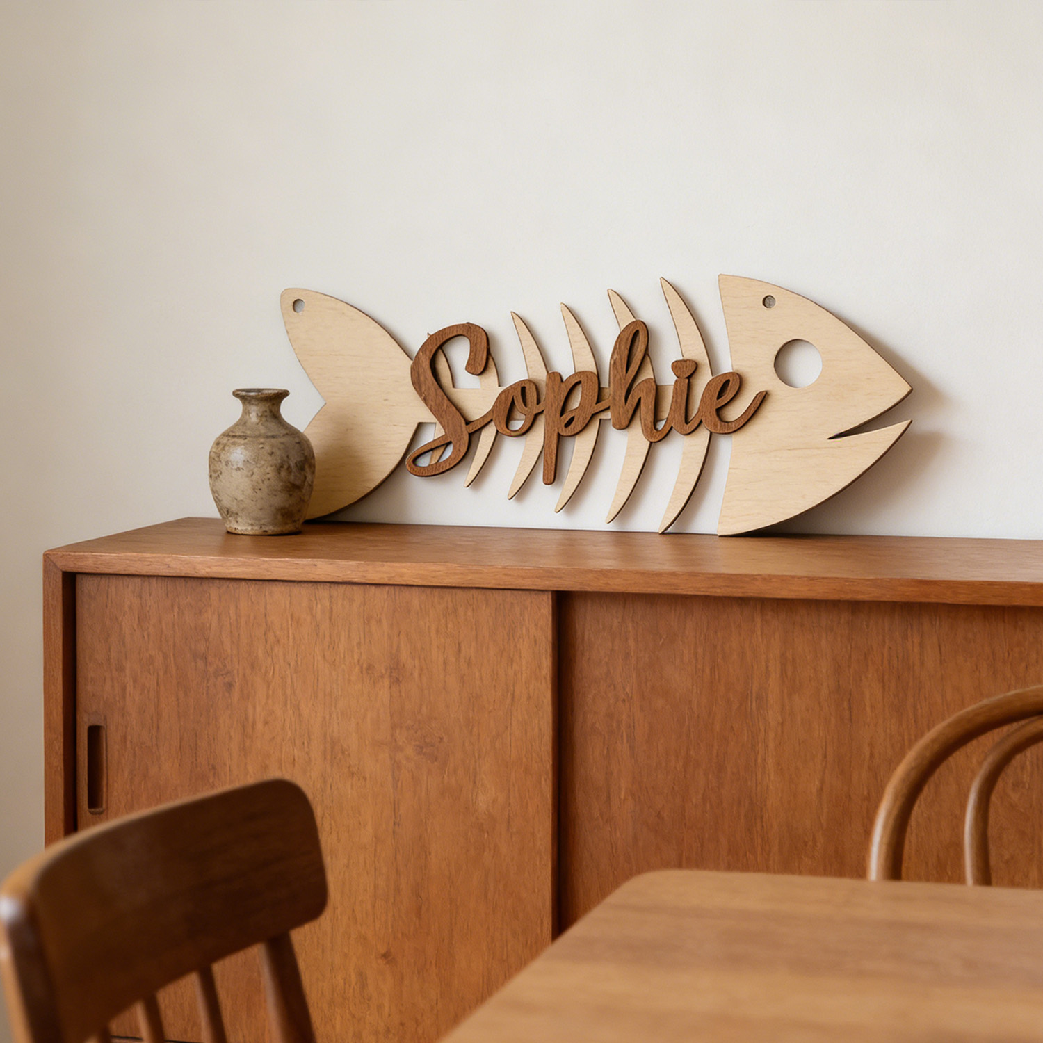 1Pc Custom Name Fish Skeleton  - Baby Nursery Office ulasan dan harga
