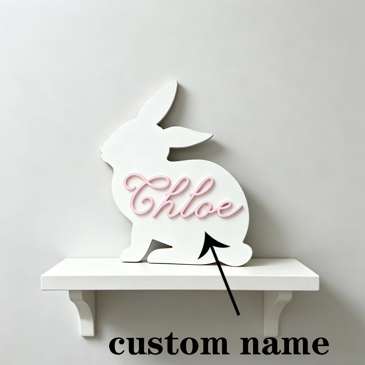 1Pc Custom Cute Bunny Name Woo - Baby Nursery Office ulasan dan harga