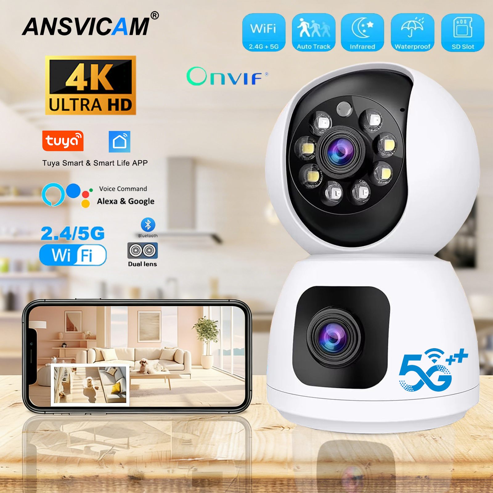 Tuya  4K 8MP HD WiFi Camera In - Baby Monitor Split Screen ulasan dan harga