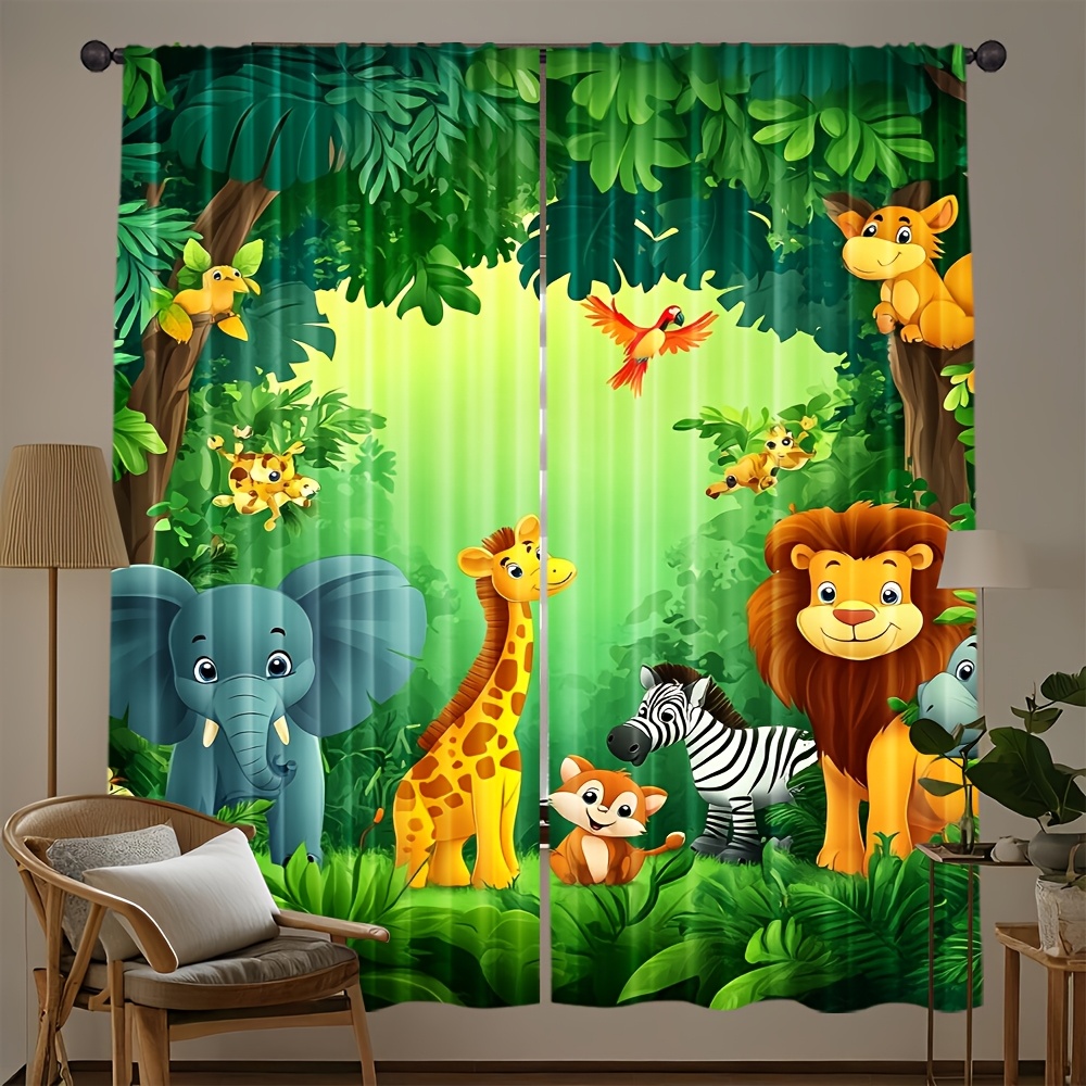 2pcs Cartoon Animal Curtains J - Baby Nursery Office ulasan dan harga