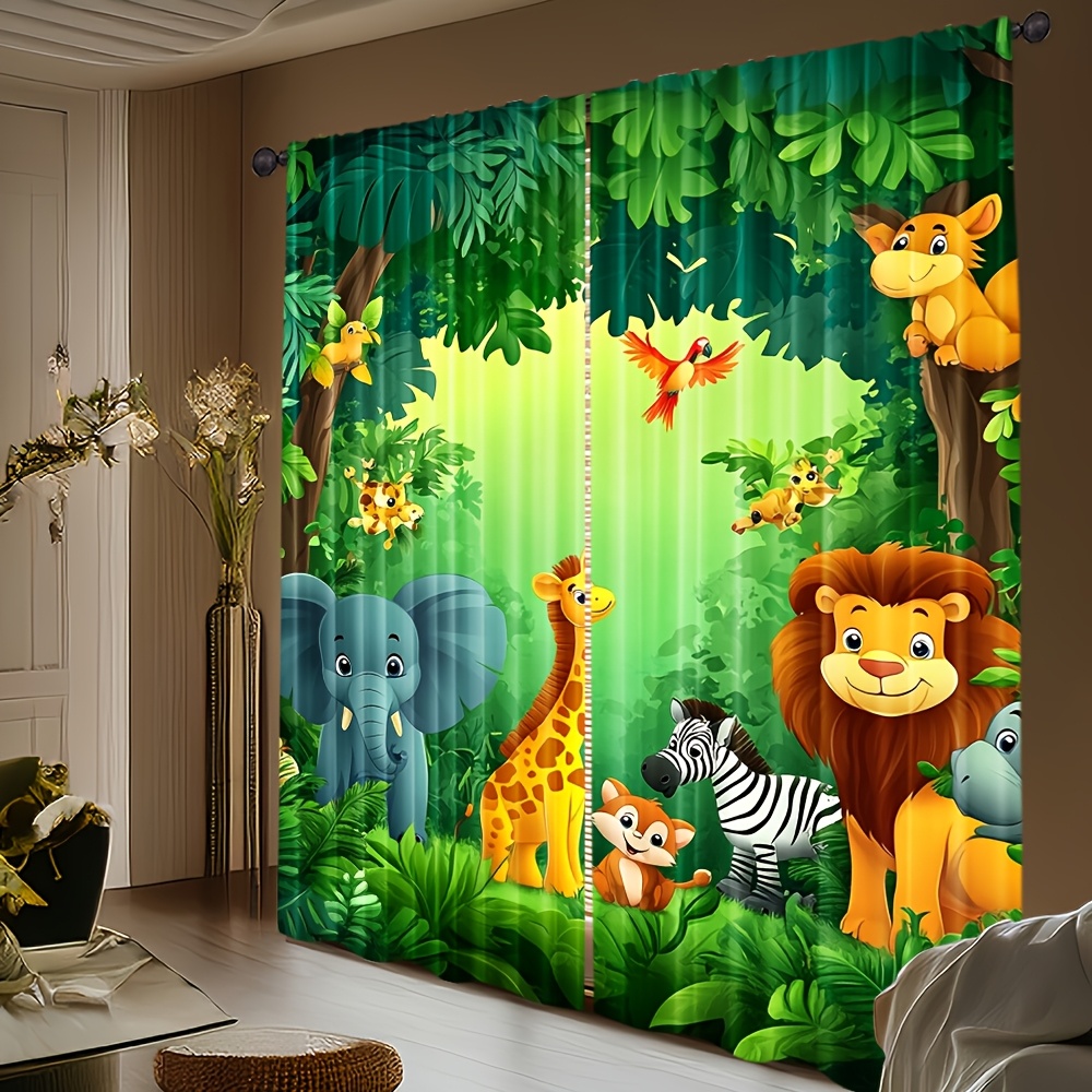 2pcs Cartoon Animal Curtains J - Baby Nursery Office ulasan dan harga