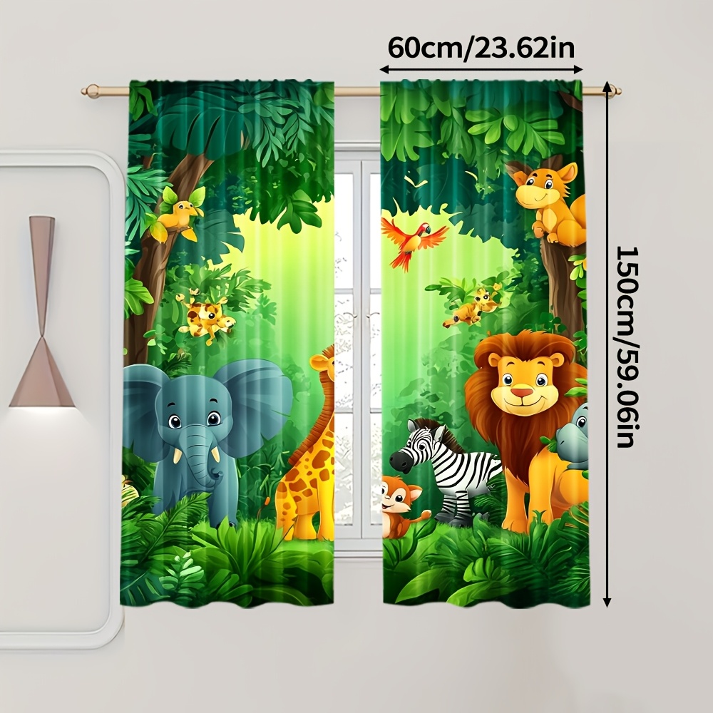 2pcs Cartoon Animal Curtains J - Baby Nursery Office ulasan dan harga
