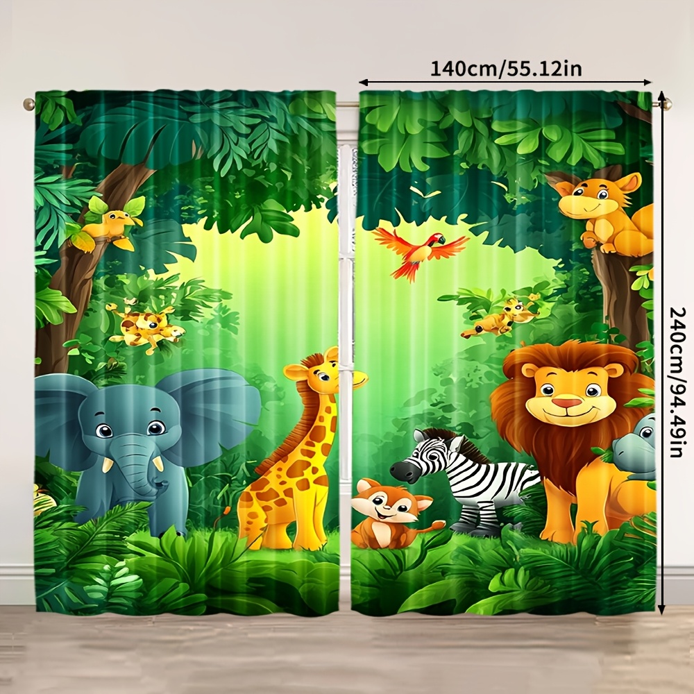 2pcs Cartoon Animal Curtains J - Baby Nursery Office ulasan dan harga