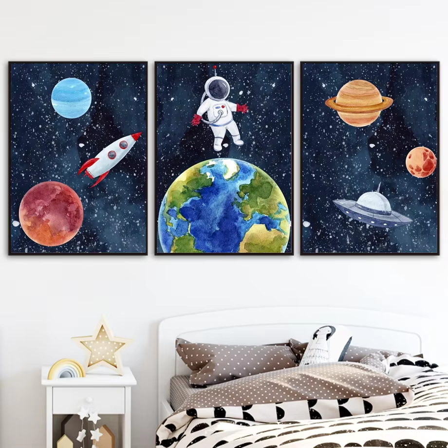 Space Astronaut Planet Rocket  - Baby Nursery Mirror ulasan dan harga
