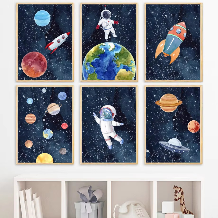 Space Astronaut Planet Rocket  - Baby Nursery Mirror ulasan dan harga