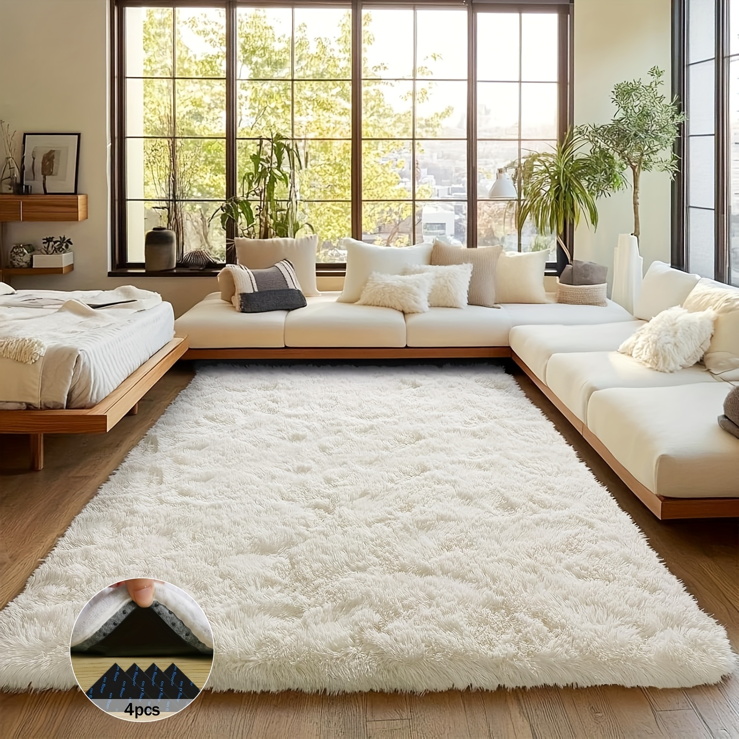 Off-White Soft Shaggy Non-Slip - Soft Rug Nursery ulasan dan harga