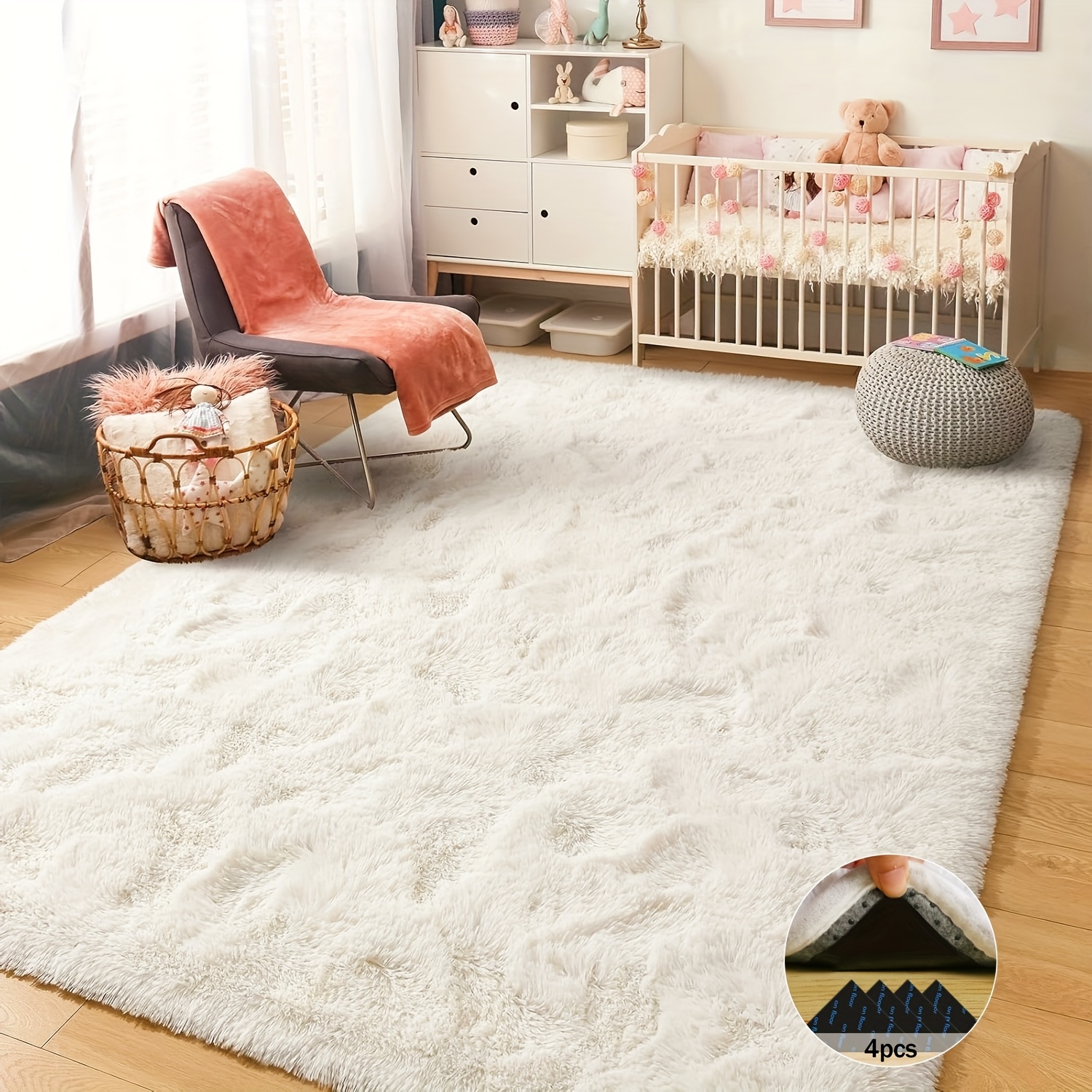 Off-White Soft Shaggy Non-Slip - Soft Rug Nursery ulasan dan harga