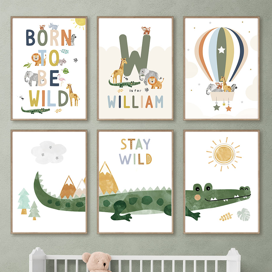 Crocodile Balloon Lion Elephan - Baby Nursery Artwork ulasan dan harga