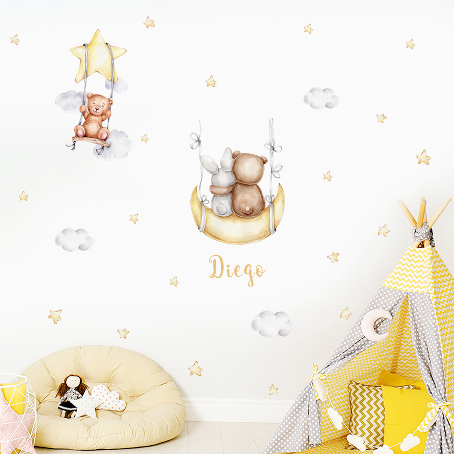 Custom Baby Name Bear Balloons - Baby Nursery Artwork ulasan dan harga