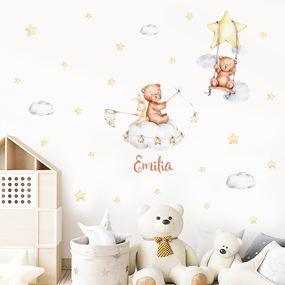 Custom Baby Name Bear Balloons - Baby Nursery Artwork ulasan dan harga