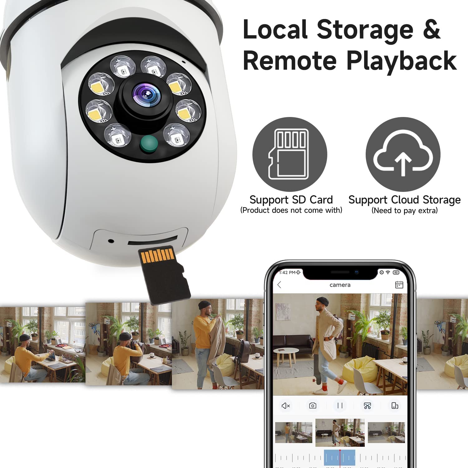8MP E27 Bulb Surveillance Came - Baby Monitor Split Screen ulasan dan harga
