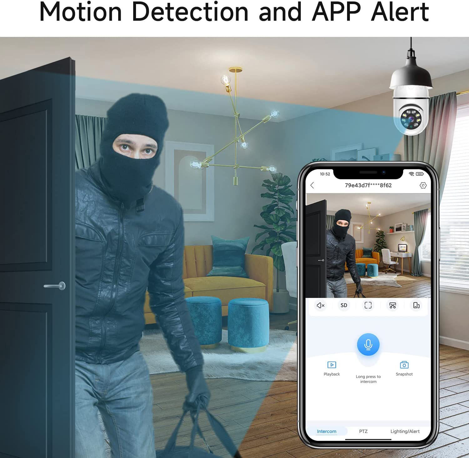 8MP E27 Bulb Surveillance Came - Baby Monitor Split Screen ulasan dan harga