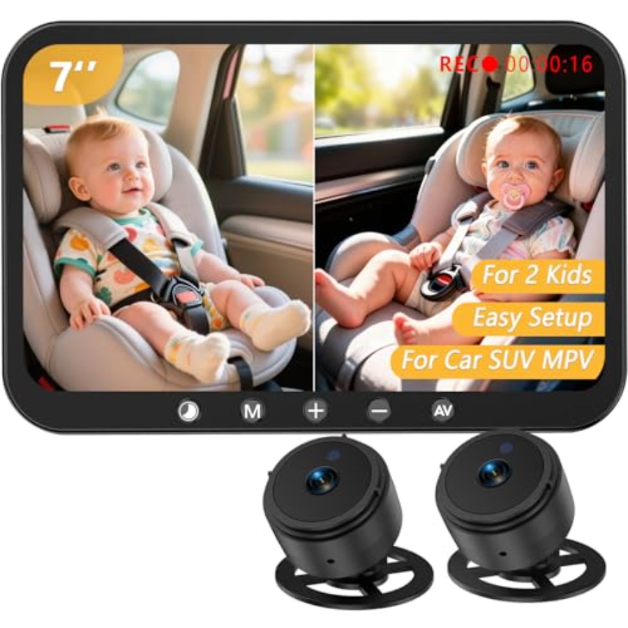 Dual Baby Car Camera for 2 : 7 - Baby Monitor Split Screen ulasan dan harga