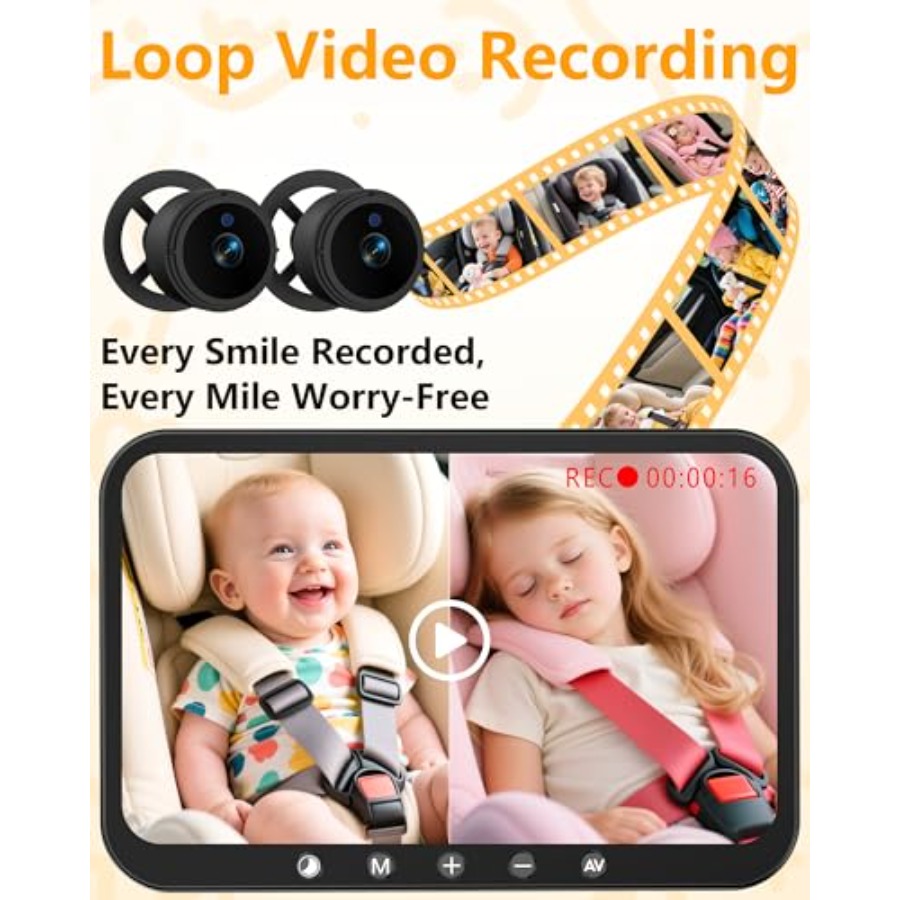 Dual Baby Car Camera for 2 : 7 - Baby Monitor Split Screen ulasan dan harga