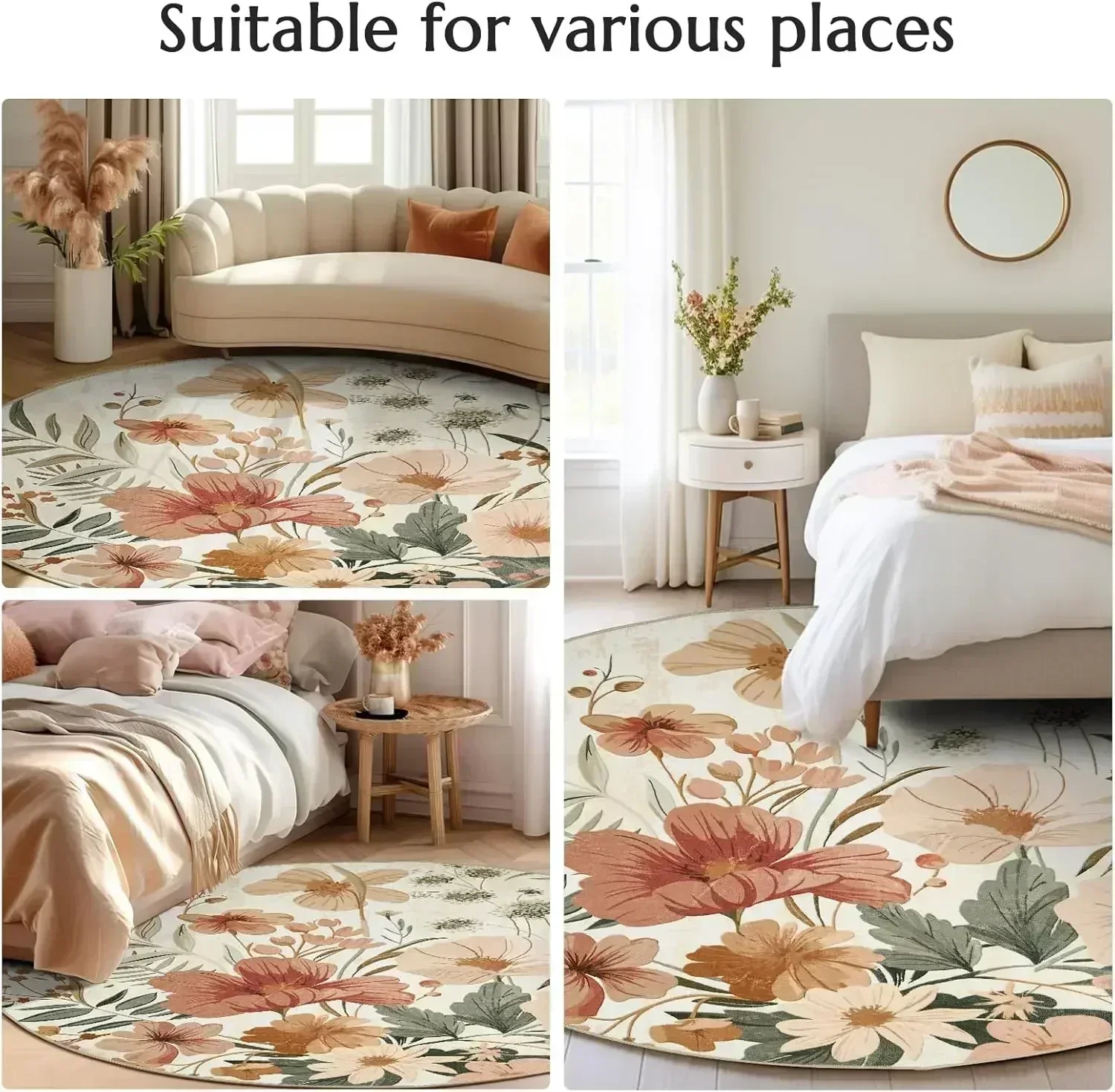 Round Art Nouveau Cat Floral A - Soft Rug Nursery ulasan dan harga