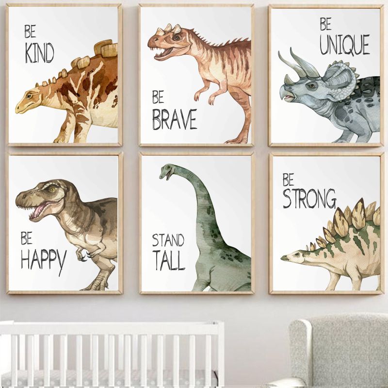 Watercolor Dinosaur Poster Nur - Baby Nursery Artwork ulasan dan harga