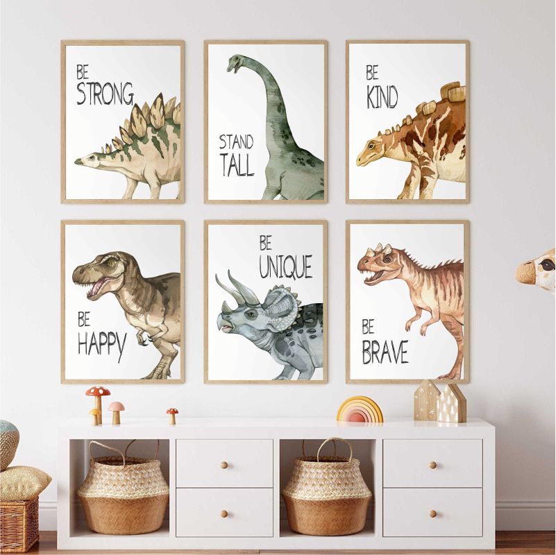 Watercolor Dinosaur Poster Nur - Baby Nursery Artwork ulasan dan harga