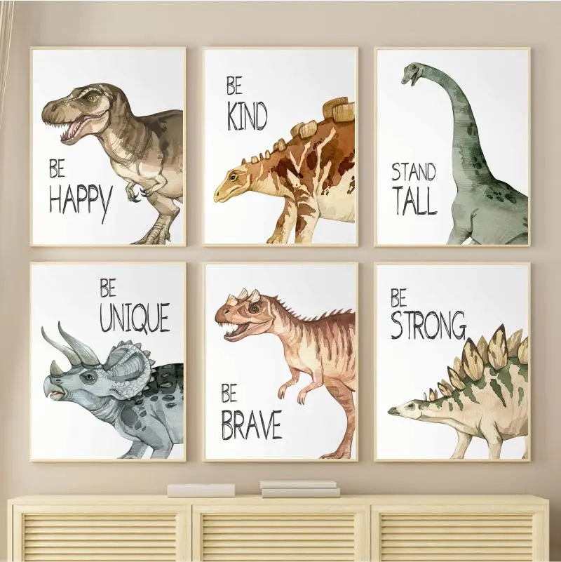 Watercolor Dinosaur Poster Nur - Baby Nursery Artwork ulasan dan harga
