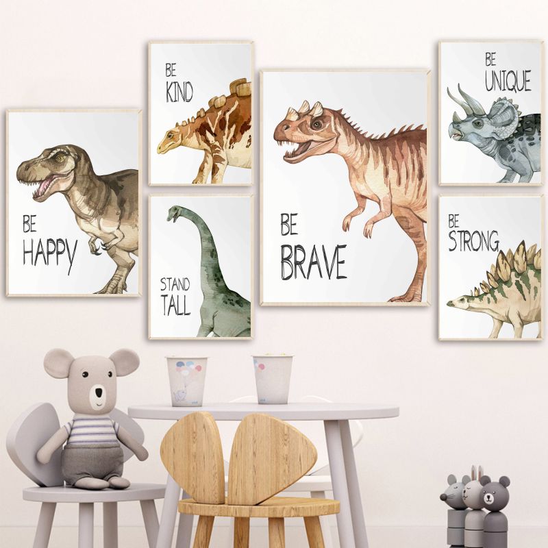 Watercolor Dinosaur Poster Nur - Baby Nursery Artwork ulasan dan harga