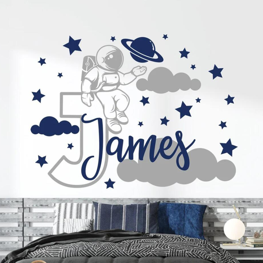 Custom Name Cartoon Space Astr - Baby Nursery Artwork ulasan dan harga