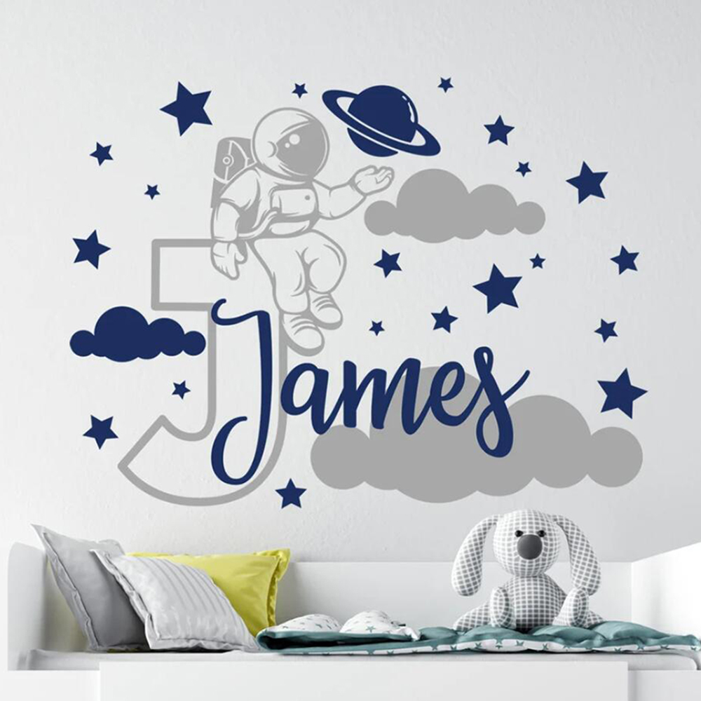 Custom Name Cartoon Space Astr - Baby Nursery Artwork ulasan dan harga