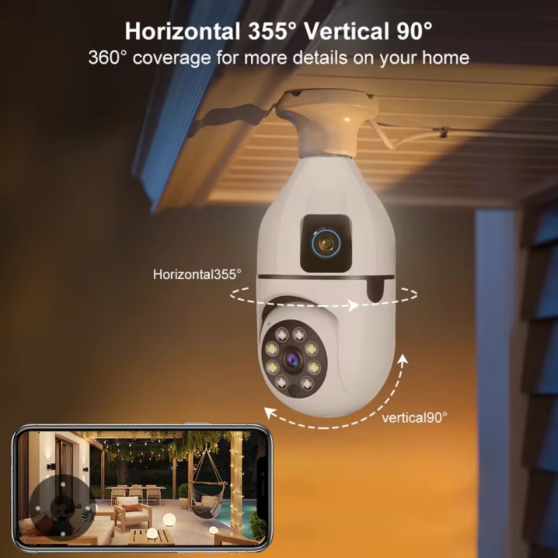 8MP WiFi IP Camera E27 Bulb Du - Baby Monitor Split Screen ulasan dan harga