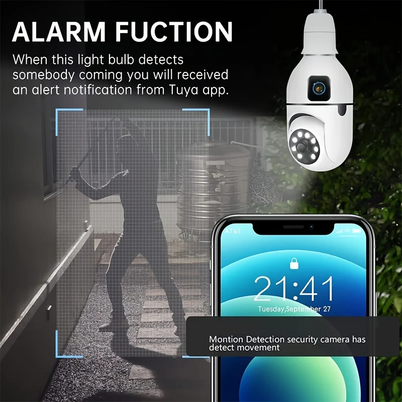 8MP WiFi IP Camera E27 Bulb Du - Baby Monitor Split Screen ulasan dan harga